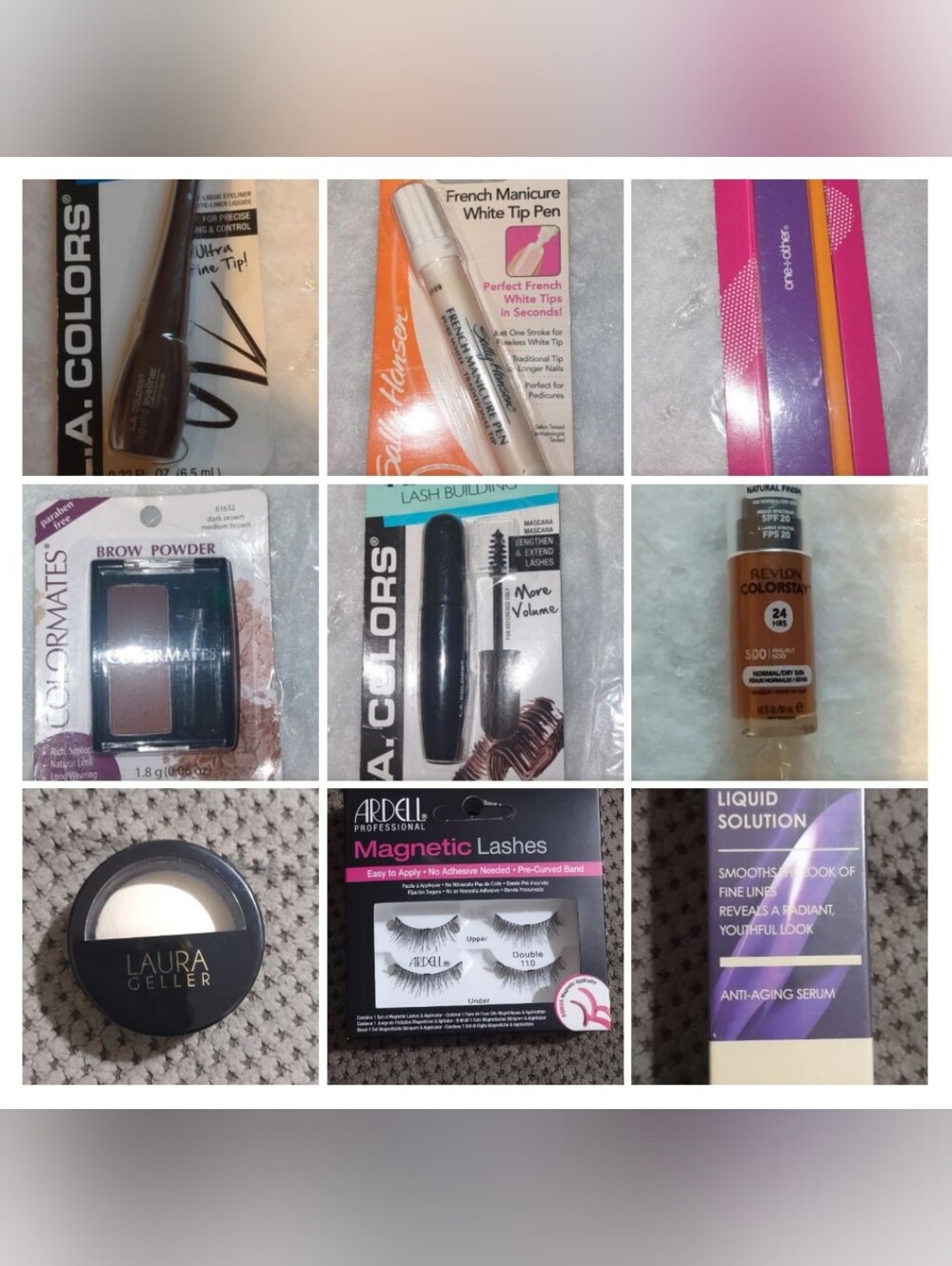 9 Piece Beauty & Nail- Laura Geller,Salley Hansen,LA Color,ColorMates,Revlon,NIB
